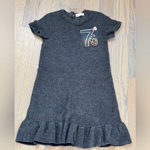 Zara Charcoal Girls Dress with Ruffle Detail Size 10y